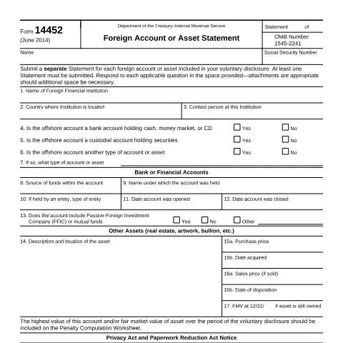Document preview: A Comprehensive Overview of IRS Form 14452 — Taxes (CERFA n°14452)