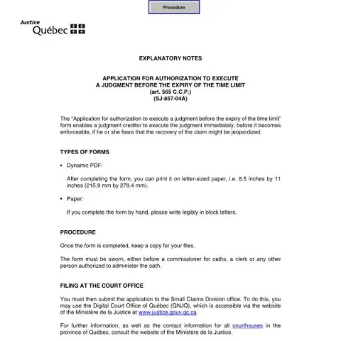 Document preview: How to Obtain Early Enforcement of a Judgment in Quebec — Legal & justice (SJ-857-04A)
