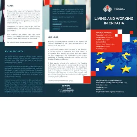 Document preview: Vodič za strance: Život i rad u Hrvatskoj — Zapošljavanje i rad (CERFA n°Letak_Biram_Hrvatsku_american_EN)