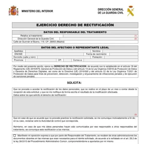 Vista previa del documento ¿Qué es el derecho de rectificación en la Guardia Civil? — Digital y datos personales