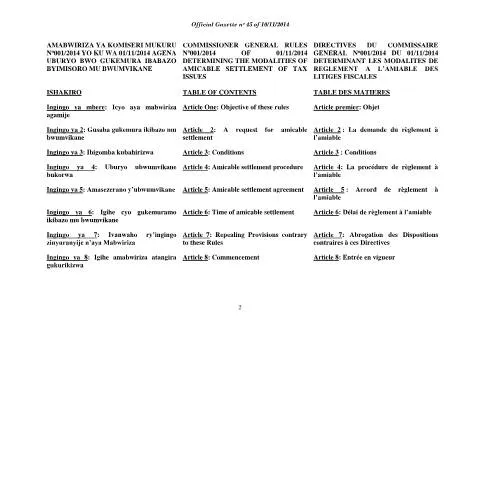 Document preview: Understanding Rwanda's Rules for Amicable Tax Dispute Settlement — Taxes (CERFA n°cg_rules_on_the_modalities_of_amicable_settlement_of_tax_issues-2-7)