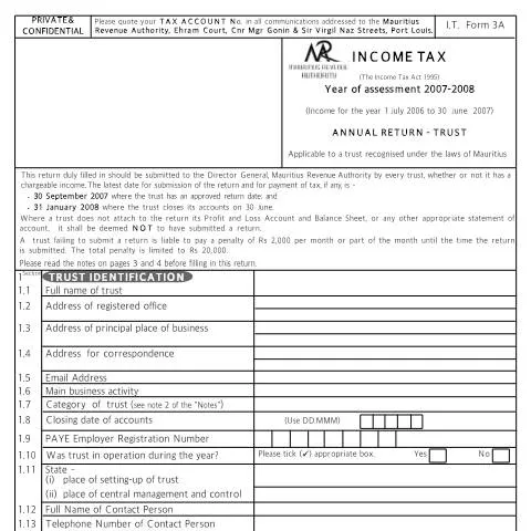Document preview: Understanding the Trust0708 Document for Mauritius Trusts — Government & admin (CERFA n°Trust0708)