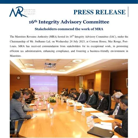 Document preview: Insights from the 16th Integrity Advisory Committee Meeting — Government & admin (CERFA n°PressRelease270723)