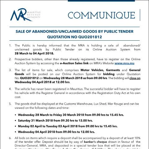 Document preview: Understanding CommuniqueQ12of2018 for Public Tenders — Government & admin (CERFA n°CommuniqueQ12of2018)
