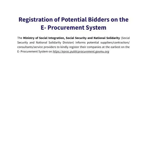 Document preview: Guide to Registering as a Potential Bidder on the E-Procurement System — Government & admin (CERFA n°Notice-Registration-of-Potential-Bidders-on-the-E)