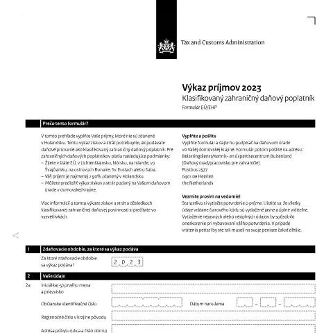 Documentvoorvertoning: Belang van de Inkomensverklaring 2023 voor Slowaakse — Belastingen (CERFA n°ib0591z31folslw)