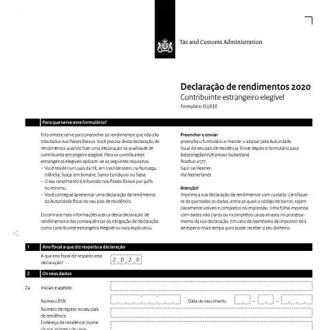Documentvoorvertoning: Belang van de Inkomensverklaring 2020 voor Buitenlandse — Belastingen (CERFA n°ib0591z01folpor)