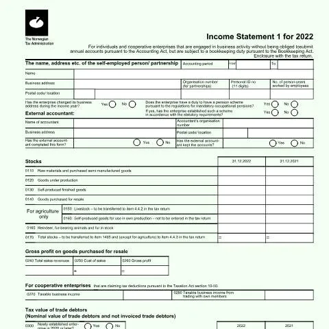 Document preview: Forstå betydningen av Inntektsoppgave 1 (RF-1175) — Skatt & avgifter (CERFA n°RF-1175)