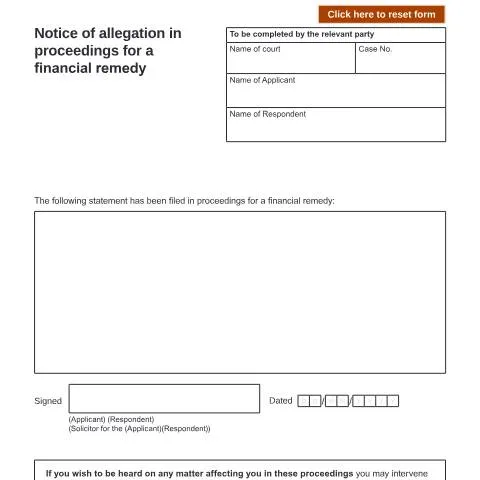 Document preview: Navigating Form F: Your Guide to Financial Remedy Proceedings — Legal & justice