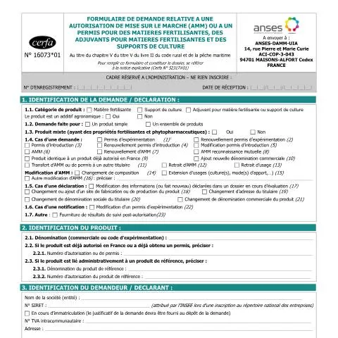 Aperçu du document Comment obtenir le permis de commercialisation pour engrais et — Démarches administratives (CERFA n°16073*01)
