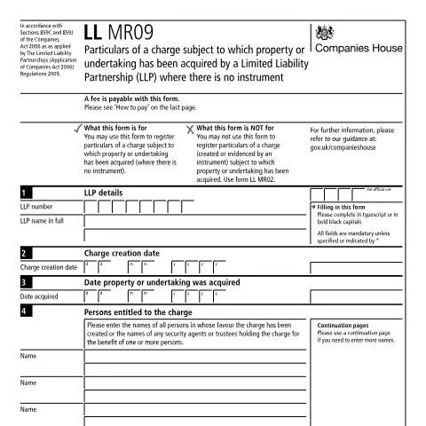 Document preview: Understanding the LL MR09 Form for Limited Liability Partnerships — Business