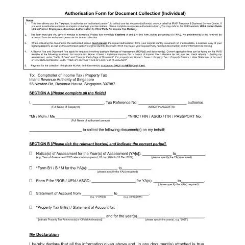 Document preview: Understanding the IRAS Authorization Form for Document Collection — Government & admin (CERFA n°F24-LETTER-OF-AUTHORISATION_2025-02-19_V1-0)