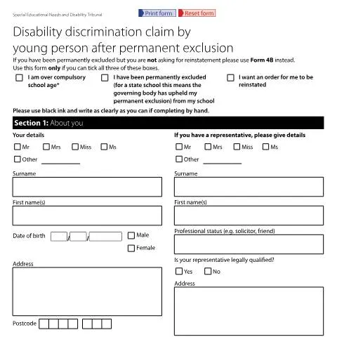 Document preview: Guide to Form SEND26B for Young People Facing Exclusion — Legal & justice