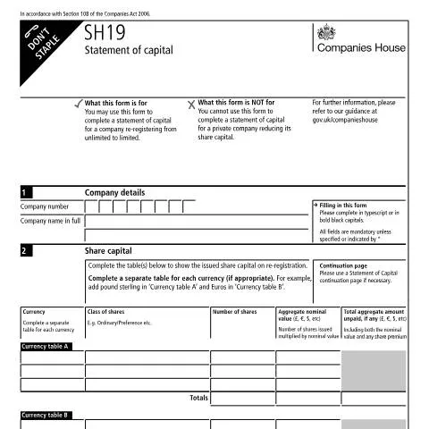 Document preview: Navigating the SH19 Form for Company Transition — Business