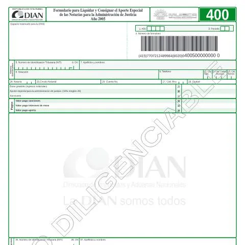 Vista previa del documento Formulario F400-2005 para Aporte Notarial a la Justicia 2005 — Impuestos (CERFA n°F400-2005)