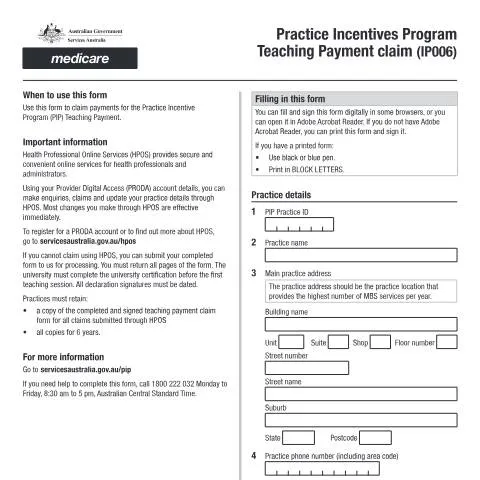 Document preview: Mastering the IP006 Teaching Payment Claim Form — Health (CERFA n°IP006)