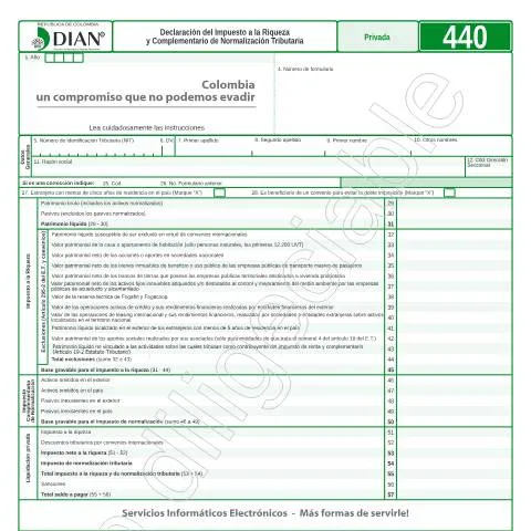 Vista previa del documento Implicaciones del Impuesto a la Riqueza F440-2015 en Colombia — Impuestos (CERFA n°F440-2015)