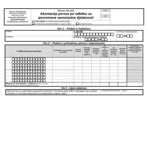 Document preview: Važnost razumijevanja AKONTACIJE POREZA PO ODBITKU — Porezi i fiskalnost (CERFA n°AUG-1031)