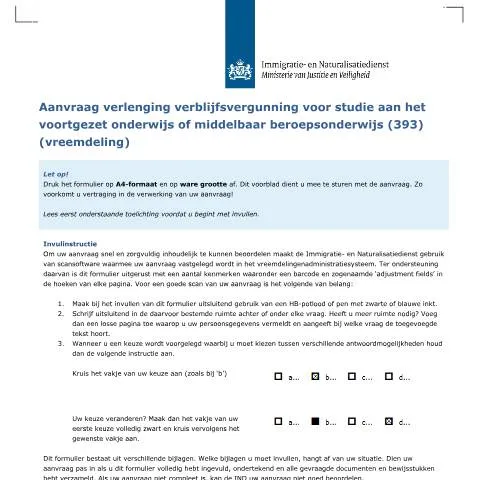 Documentvoorvertoning: Verleng je verblijfsvergunning voor voortgezet onderwijs — Immigratie & visa (CERFA n°7034)