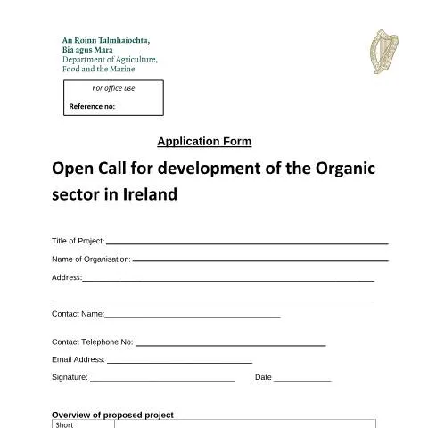 Document preview: Navigating the Organic Farming Application Process in Ireland — Government & admin