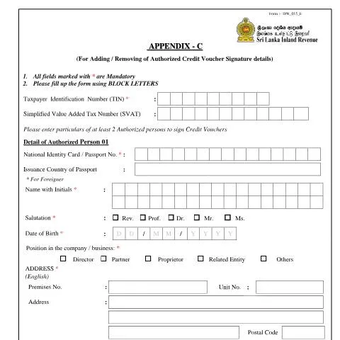 Document preview: Understanding Appendix - C for Authorized Signatory Updates — Taxes (CERFA n°TPR_015)