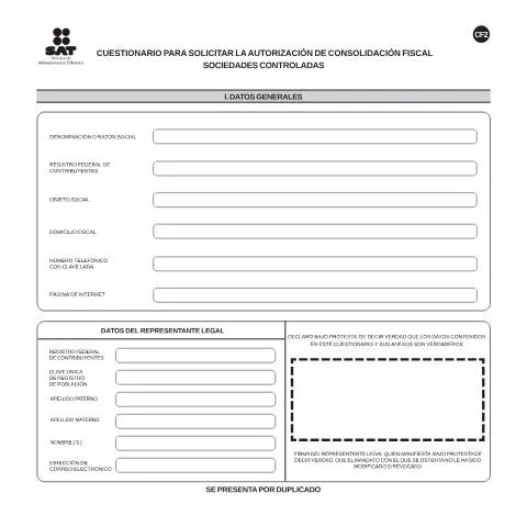 Vista previa del documento Análisis del Cuestionario CF-2 para la Consolidación Fiscal — Impuestos (CERFA n°CF-2)