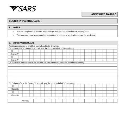 Document preview: Understanding the DA 185.C Form for Surety Bonds — Government & admin (CERFA n°DA 185.C)
