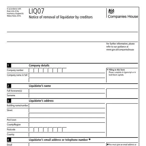 Document preview: Understanding the LIQ07: Removal of Liquidator by Creditors — Legal & justice