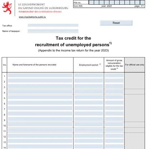 Aperçu du document Comprendre le formulaire 805 E pour l'embauche — Impôts & fiscalité (CERFA n°805 E)