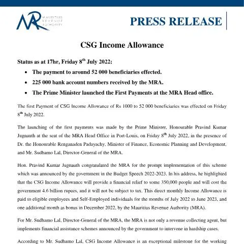 Document preview: Unlocking the CSG Income Allowance: A Guide — Government & admin (CSG080722)