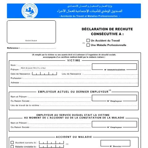 Aperçu du document Comprendre la Déclaration de Rechute Consécutive AS ATMP 05 — Santé (CERFA n°AS ATMP 05)