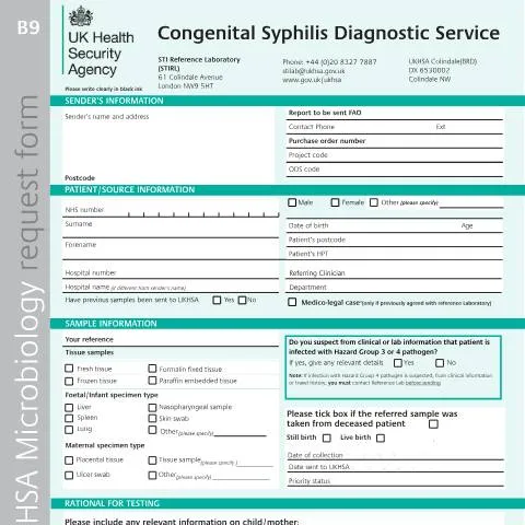 Document preview: Understanding the B9 Congenital Syphilis Diagnostic Service — Health