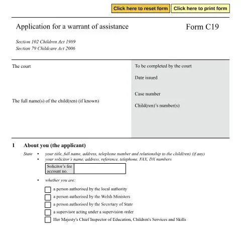 Document preview: Understanding Form C19 in Child Welfare Proceedings — Legal & justice