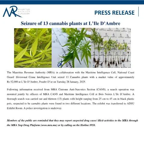 Document preview: Significant Cannabis Seizure at L’Ile D’Ambre — Government & admin (PressRelease280125)