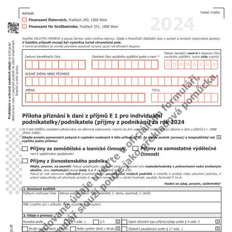 Dokumentvorschau: Wichtige Informationen zum E1a-CZ Formular für 2024 — Steuern (CERFA n°E1a-CZ)