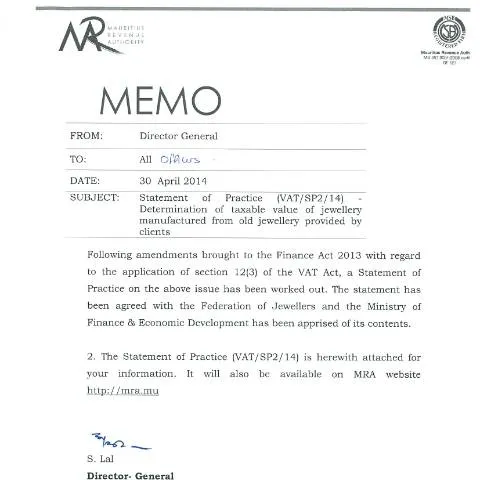 Document preview: Understanding VAT/SP 2/14 for the Jewellery Sector — Taxes (CERFA n°SOP_JewellerySector)
