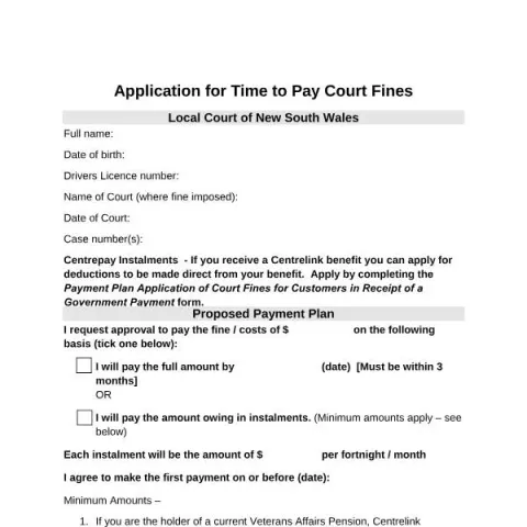 Document preview: Understanding How to Request Time to Pay Court Fines in New South — Legal & justice