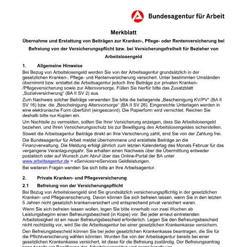 Dokumentvorschau: Wichtige Informationen zur Beitragsübernahme bei Arbeitslosigkeit — Gesundheit (CERFA n°dok_ba035025)