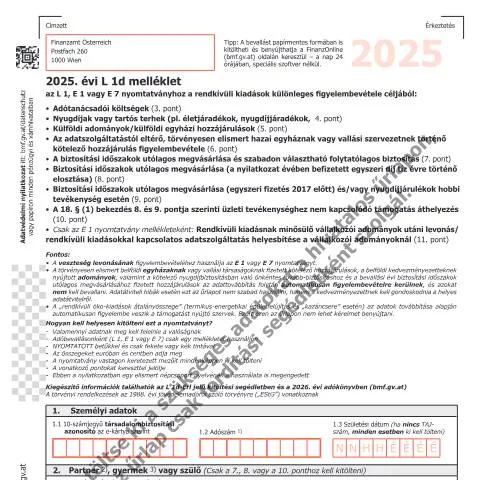 Dokumentvorschau: Das Formular L1d-HU im österreichischen Steuersystem — Steuern (CERFA n°L1d-HU)