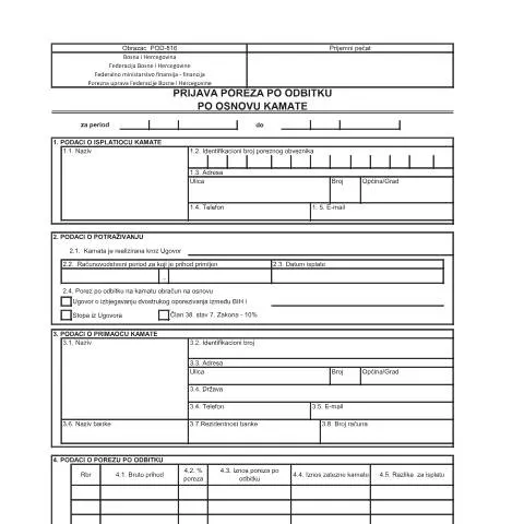 Document preview: Sve što trebate znati o obrascu POD-816 za porez po odbitku — Porezi i fiskalnost (CERFA n°POD-816)