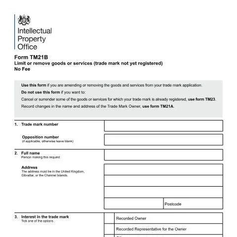 Document preview: Understanding Form TM21B for Trade Mark Amendments — Government & admin