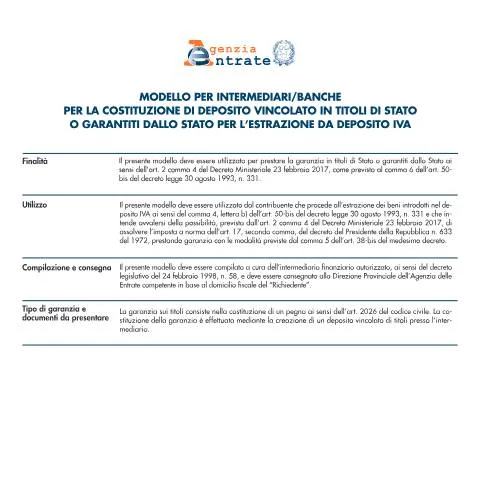 Anteprima documento Deposito IVA garanzia: guida completa alle procedure — Tasse e fisco
