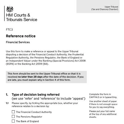 Document preview: Navigating Appeals with Form FTC3 — Legal & justice