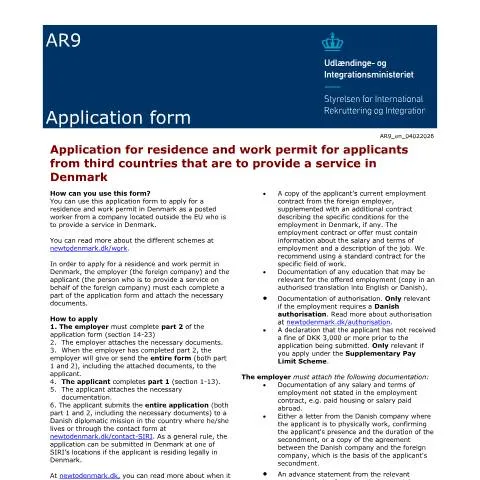 Document preview: Sådan ansøger du om AR9 i Danmark — Virksomhed & professionelle (CERFA n°AR9)