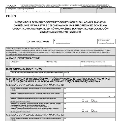 Document preview: Wprowadzenie do formularza PIT/NZI w Polsce — Podatki i fiskalność (CERFA n°PIT/NZI)
