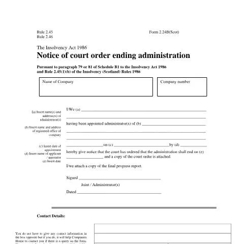 Document preview: Understanding Form 2.24B: Ending Administration in Scotland — Government & admin