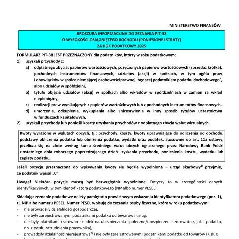 Document preview: Kto powinien złożyć PIT-38 w Polsce? — Podatki i fiskalność (CERFA n°PIT-38)