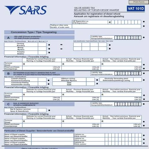 Document preview: Understanding the VAT101D Diesel Refund Registration Process — Taxes (CERFA n°VAT101D)