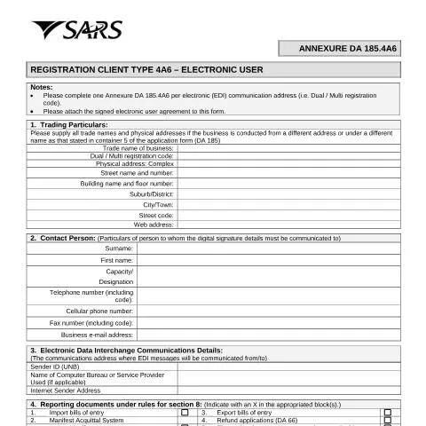 Document preview: Understanding the DA 185 4A6 Form for Businesses — Government & admin (CERFA n°DA 185 4A6)