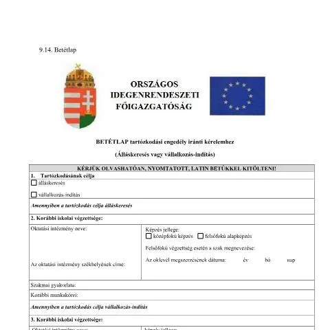 Document preview: A Betétlap jelentősége a tartózkodási engedélyhez — Bevándorlás & vízumok